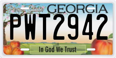 GA license plate PWT2942