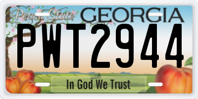 GA license plate PWT2944