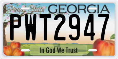 GA license plate PWT2947