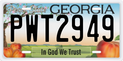 GA license plate PWT2949
