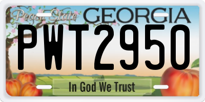 GA license plate PWT2950