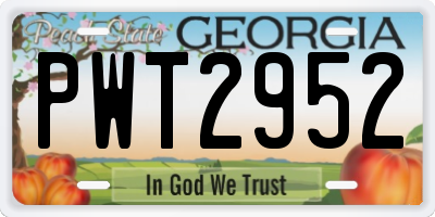 GA license plate PWT2952