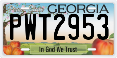 GA license plate PWT2953