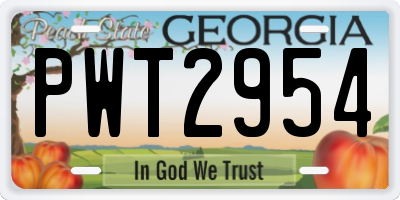 GA license plate PWT2954