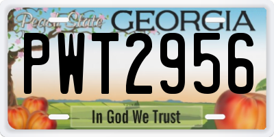 GA license plate PWT2956