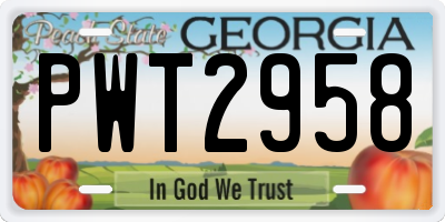 GA license plate PWT2958