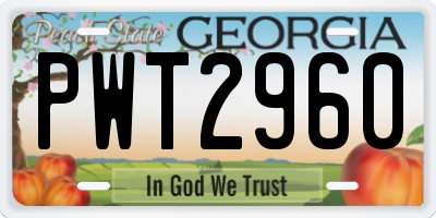 GA license plate PWT2960