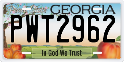 GA license plate PWT2962