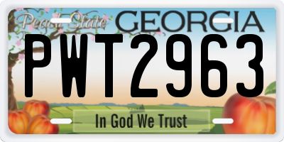 GA license plate PWT2963