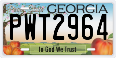 GA license plate PWT2964