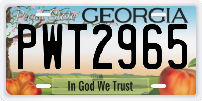 GA license plate PWT2965
