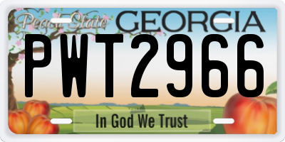 GA license plate PWT2966