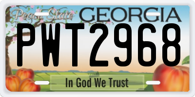 GA license plate PWT2968