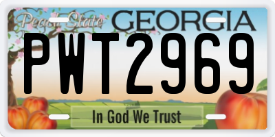 GA license plate PWT2969