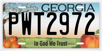 GA license plate PWT2972