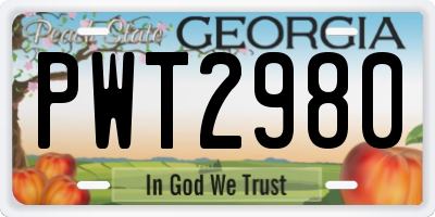 GA license plate PWT2980