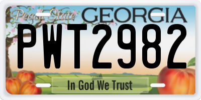 GA license plate PWT2982