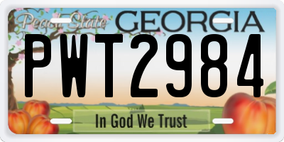 GA license plate PWT2984