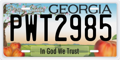 GA license plate PWT2985
