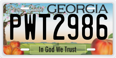 GA license plate PWT2986