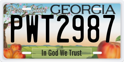 GA license plate PWT2987