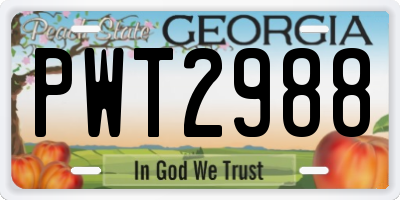 GA license plate PWT2988