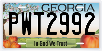 GA license plate PWT2992