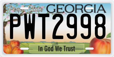 GA license plate PWT2998