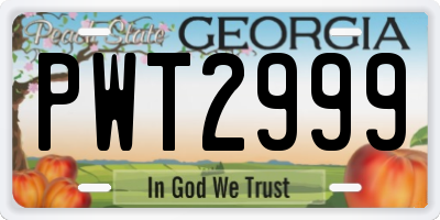 GA license plate PWT2999