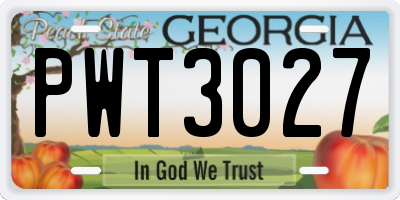 GA license plate PWT3027
