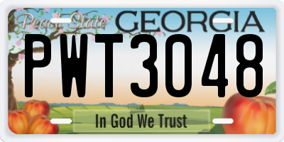 GA license plate PWT3048