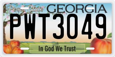 GA license plate PWT3049