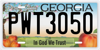 GA license plate PWT3050