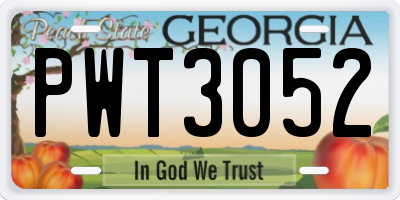 GA license plate PWT3052