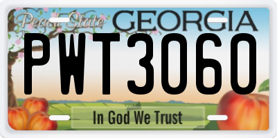 GA license plate PWT3060