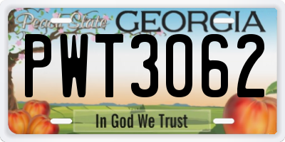 GA license plate PWT3062