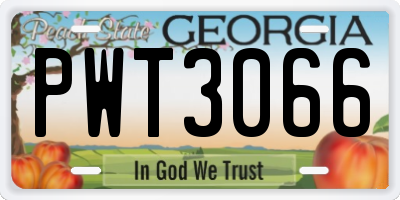 GA license plate PWT3066