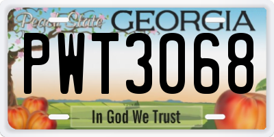 GA license plate PWT3068
