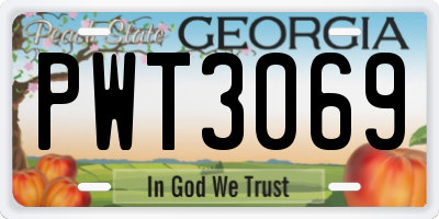GA license plate PWT3069
