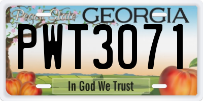 GA license plate PWT3071