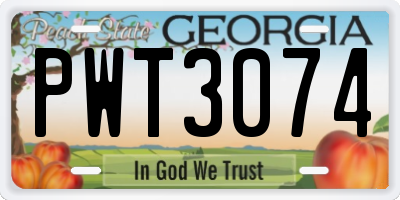 GA license plate PWT3074