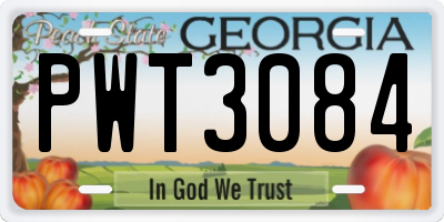 GA license plate PWT3084