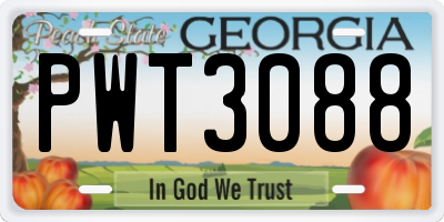 GA license plate PWT3088