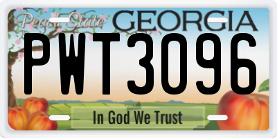 GA license plate PWT3096