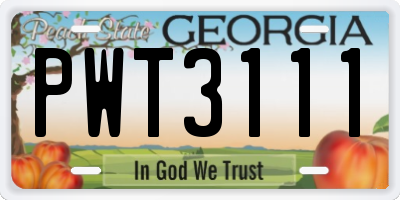 GA license plate PWT3111