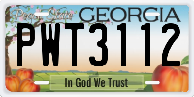 GA license plate PWT3112