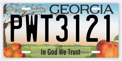 GA license plate PWT3121