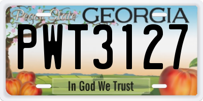 GA license plate PWT3127