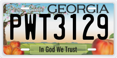 GA license plate PWT3129