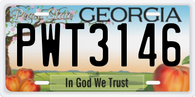 GA license plate PWT3146